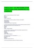 THEOLOGY 104 MIDTERM EXAM QUESTIONS AND ANSWERS ALL CORRECT 
