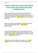 NORTH CAROLINA HEALTH INSURANCE  STATE EXAM PREP QUESTIONS AND  ANSWERS 2025
