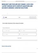 BIOLOGY 109 TAYLOR SCC EXAM 1 2025-2026  LATEST VERSION WITH COMPLETE QUESTIONS AND  ACCURATE ANSWERS VERIFIED SOLUTIONS 