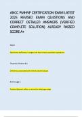 ANCC PMHNP CERTIFICATION EXAM LATEST 2025 REVISED EXAM QUESTIONS AND CORRECT ANSWERS 