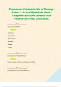 Rasmussen Fundamentals of Nursing - Exam 1 &sol; Actual Questions Bank &sol; Complete Accurate Quizzes with Verified Answers&comma; 2025&sol;2026&period;  