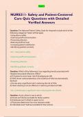 NURS311- Safety and Patient-Centered  Care Quiz Questions with Detailed  Verified Answers