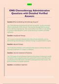 ONS Chemotherapy Administration  Questions with Detailed Verified  Answers