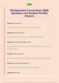 PA Appraisers License Exam Q&A  Questions with Detailed Verified  Answers 