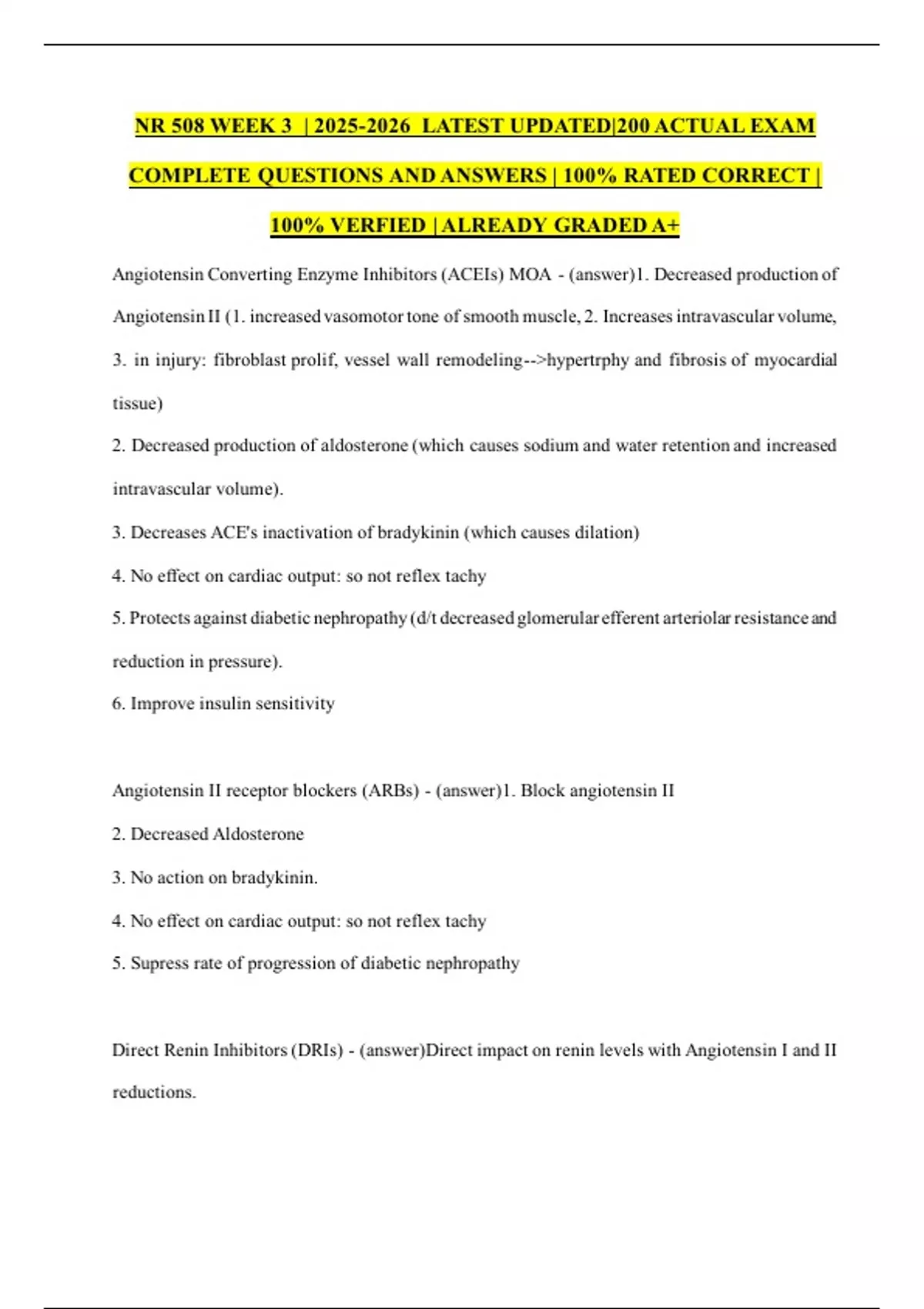 PACKAGE DEAL FOR NR 508 WEEK 3 | LATEST UPDATED| ACTUAL EXAM COMPLETE ...