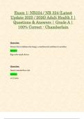 Exam 1&colon; NR324 &sol; NR324 &lpar;Latest 2025 &sol; 2026 Updates STUDY BUNDLE PACKAGE WITH SOLUTIONS&rpar; Adult Health I &vert; Questions & Answers &vert; Grade A &vert; 100&percnt; Correct &lpar;Verified Solutions&rpar; - Chamberlain