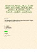 Final Exam&colon; NR324 &sol; NR 324 &lpar;Latest Update 2025 &sol; 2026&rpar; Adult Health I &vert; Questions & Answers &vert; 100&percnt; Correct &vert; Grade A - Chamberlain