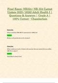 Exam 1&comma; Exam 2 & Final Exam&colon; NR324 &sol; NR324 &lpar;Latest 2025 &sol; 2026 Updates STUDY BUNDLE PACKAGE WITH SOLUTIONS&rpar; Adult Health I &vert; Questions & Answers &vert; Grade A &vert; 100&percnt; Correct &lpar;Verified Solutions&rpar; - Chamberlain