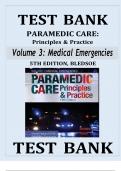 TEST BANK PARAMEDIC CARE&colon; Principles & Practice Volume 3&colon; Medical Emergencies 5TH EDITION&comma; BLEDSOE