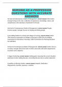 NURSING AS A PROFESSION QUESTIONS WITH ACCURATE ANSWERS