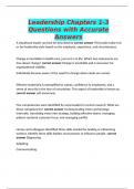 Leadership Chapters 1-3 Questions with Accurate Answers