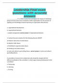 Leadership Final exam questions with accurate answers