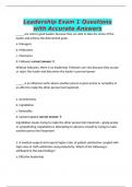 Leadership Exam 1 Questions with Accurate Answers