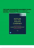 Test bank for Marketing Management &lpar;global edition&rpar;&comma; 16th Ed &lpar;Kotler&rpar; All s Complete Question & Answers A&plus; Rated latest update