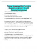 Nurse Leadership Practice Questions Exam 1 with Accurate Answers