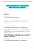 Leadership Exam 1 Questions with Accurate Answers