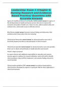 Leadership&colon; Exam 1 &lpar;Chapter 6&colon; Nursing Research and Evidence-Based Practice&rpar; Questions with Accurate Answers