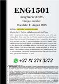 ENG1501 Assignment 3 &lpar;100&percnt; ANSWERS&rpar; 2025 - DUE 11 August 2025