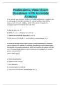 Professional Final Exam Questions with Accurate Answers