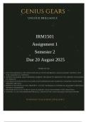 IRM1501 Assignment 1 Semester 2 2025 Due 20 August 2025