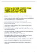 NYC REAL ESTATE TESTED EXAM QUESTIONS WITH VERIFIED ANSWERS LATEST UPDATE