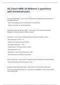 UC Davis NPB 10 Midterm 1 questions well answered pass