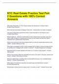 NYC Real Estate Practice Test Part 2 Questions with 100&percnt; Correct Answers 