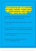 FCTC Final Test Prep 2025 &vert; ALL QUESTIONS  AND CORRECT ANSWERS &vert; ALREADY GRADED  A&plus; &vert; VERIFIED ANSWERS &vert; LATEST VERSION  2025 &vert; BRAND NEW VERSION