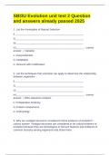 SBI3U Evolution unit test 2 Question and answers already passed 2025