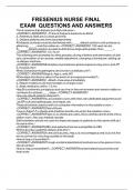 FRESENIUS NURSE FINAL EXAM