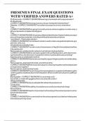 FRESENIUS FINAL EXAM QUESTIONS WITH VERIFIED ANSWERS RATED A