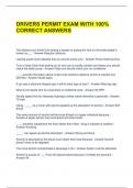 DRIVERS PERMIT EXAM WITH 100&percnt; CORRECT ANSWERS 