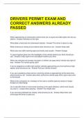 DRIVERS PERMIT EXAM AND CORRECT ANSWERS ALREADY PASSED  