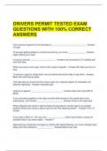DRIVERS PERMIT TESTED EXAM QUESTIONS WITH 100&percnt; CORRECT ANSWERS 