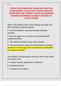 TEXAS FOOD HANDLERS EXAM AND PRACTICE  EXAM NEWEST 2025 ACTUAL EXAM COMPLETE  QUESTIONS AND CORRECT DETAILED ANSWERS  &lpar;VERIFIED ANSWERS&rpar; &vert;ALREADY GRADED A&plus;&sol;  LATEST EXAM&excl;&excl;&excl;