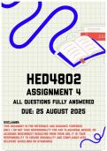 HED4802 Assignment 4 Memo &vert; Due 25 August 2025