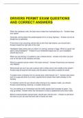 DRIVERS PERMIT EXAM QUESTIONS AND CORRECT ANSWERS 