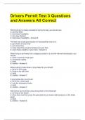 Drivers Permit Test 3 Questions and Answers All Correct 