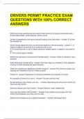 DRIVERS PERMIT PRACTICE EXAM QUESTIONS WITH 100&percnt; CORRECT ANSWERS 