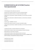 CARDIOVASCULAR SYSTEM Practice Test Questions & Answers 100&percnt; CORRECT