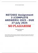 NST2602 Assignment 3 &lpar;COMPLETE ANSWERS&rpar; 2025 - DUE 27 July 2025&semi; 100&percnt; TRUSTED Complete&comma; trusted solutions and explanations&period; Ensure your success with us&period;&period; 