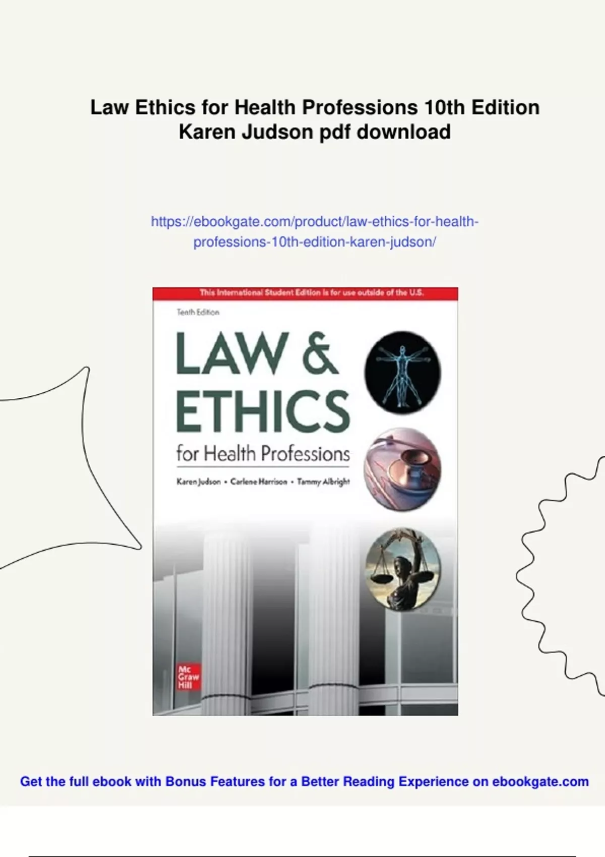 Summary Law Ethics for Health Professions 10th Edition Karen Judson ...
