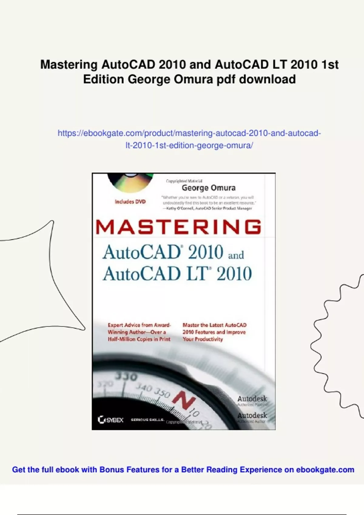 Summary Mastering AutoCAD 2010 and AutoCAD LT 2010 1st Edition George ...