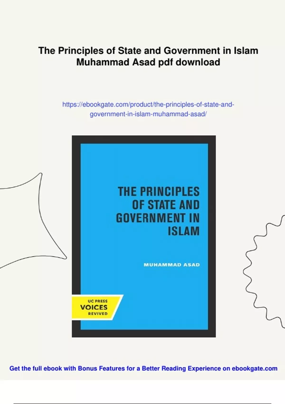 Summary The Principles of State and Government in Islam Muhammad Asad ...