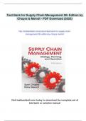 Test Bank for Supply Chain Management 5th Edition by Chopra & Meindl - Digital Download