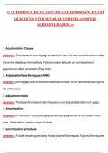 CALIFORNIA REAL ESTATE SALESPERSON EXAM 2025&sol;2026 ACTUAL EXAM QUESTIONS WITH DETAILED VERIFIED ANSWERS &sol;ALREADY GRADED A&plus;