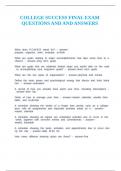 COLLEGE SUCCESS FINAL EXAM QUESTIONS AND AND ANSWERS