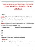 CLEP AMERICAN GOVERNMENT ULTIMATE QUESTIONS AND WELL VERIFIED ANSWERS &lbrack;GRADED A&plus;&rsqb; 100&percnt; Verified &lpar;2025 &sol; 2026&rpar; NEW&excl;&excl;