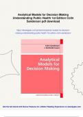 Analytical Models for Decision Making Understanding Public Health 1st Edition Colin Sanderson - Instant Download