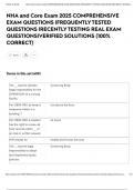 NHA and Core Exam 2025 COMPREHENSIVE EXAM QUESTIONS &vert;FREQUENTLY TESTED QUESTIONS &vert;RECENTLY TESTING REAL EXAM QUESTIONS&vert;VERIFIED SOLUTIONS &lpar;100&percnt; CORRECT&rpar;